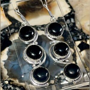 Black Onyx Earrings 2 7/8”